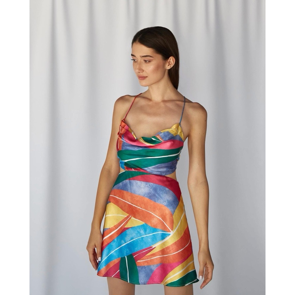 Runaway The Label Fleur Mini Dress Size L Summer Dress Very Silky Excelente Cond